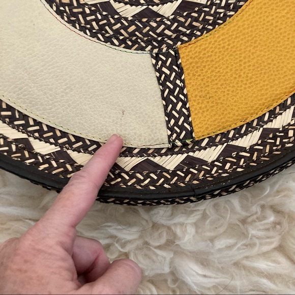 Vintage Woven Straw & Leather Circle Handbag - Picture 3 of 6